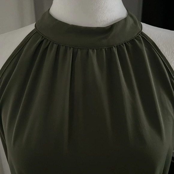 Pretty Garden green sleeveless halter Boho Dress with Belt Size M. - Picture 4 of 7